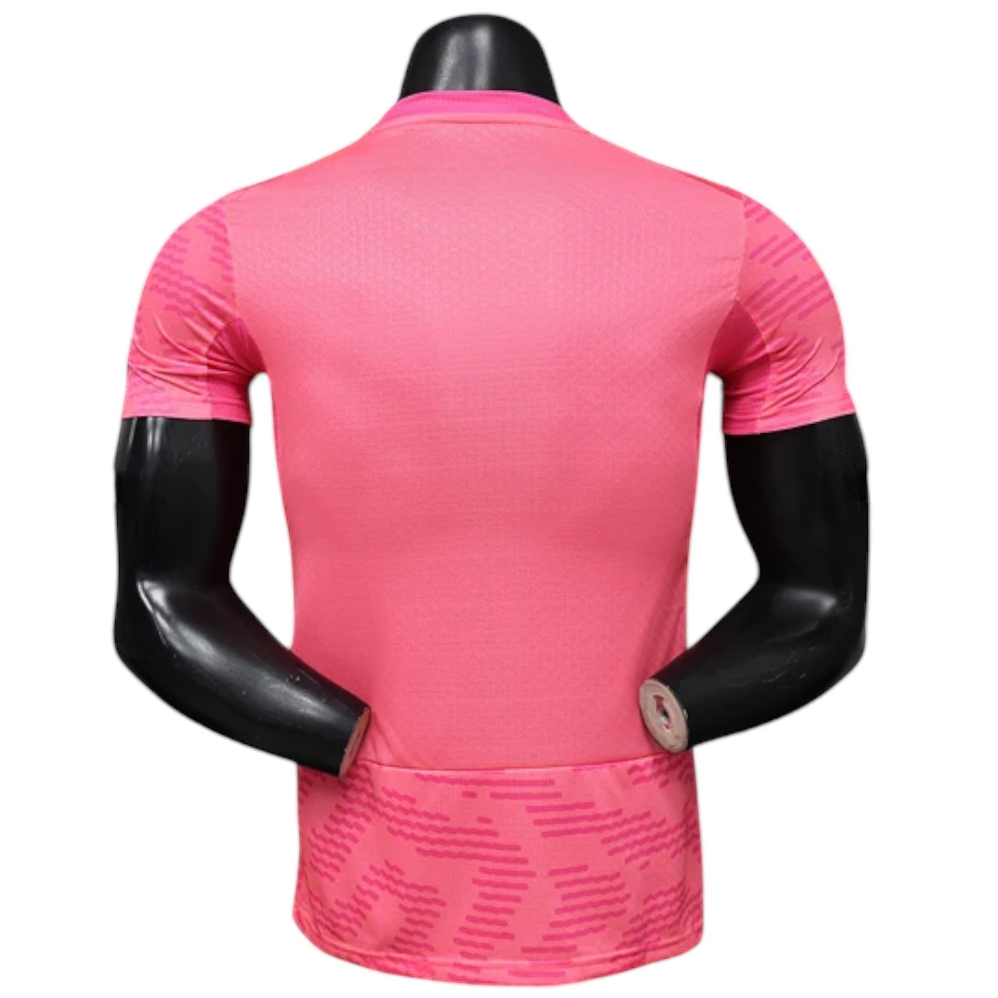 GOATkitz Portugal 2026 pink goalkeeper player version jersey with subtle geometric pattern on sleeves and hem.