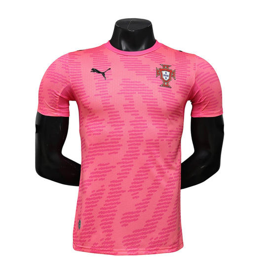 GOATkitz Portugal 2026 pink goalkeeper player version jersey with custom name and number option.
