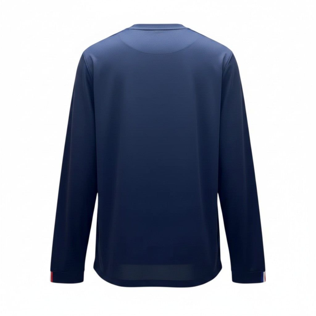 GOATkitz navy blue PSG 2025-26 adult home long sleeve jersey, fan version, customizable with name and number.