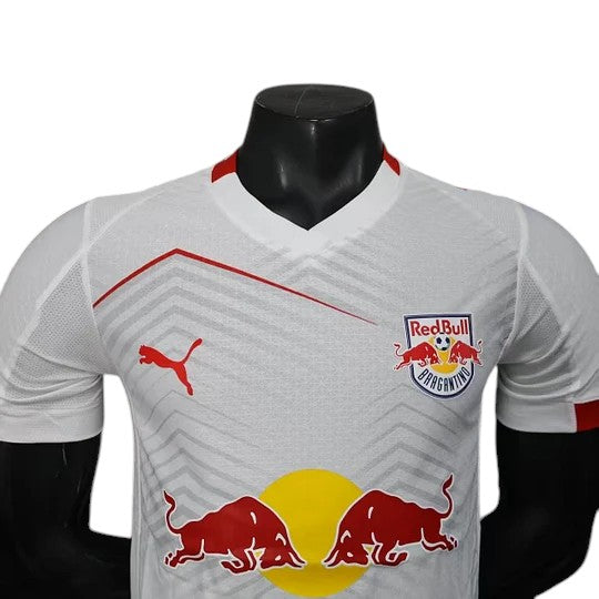 GOATkitz RB Leipzig 2025-26 white player version football jersey with red accents and team crest. Customizable.