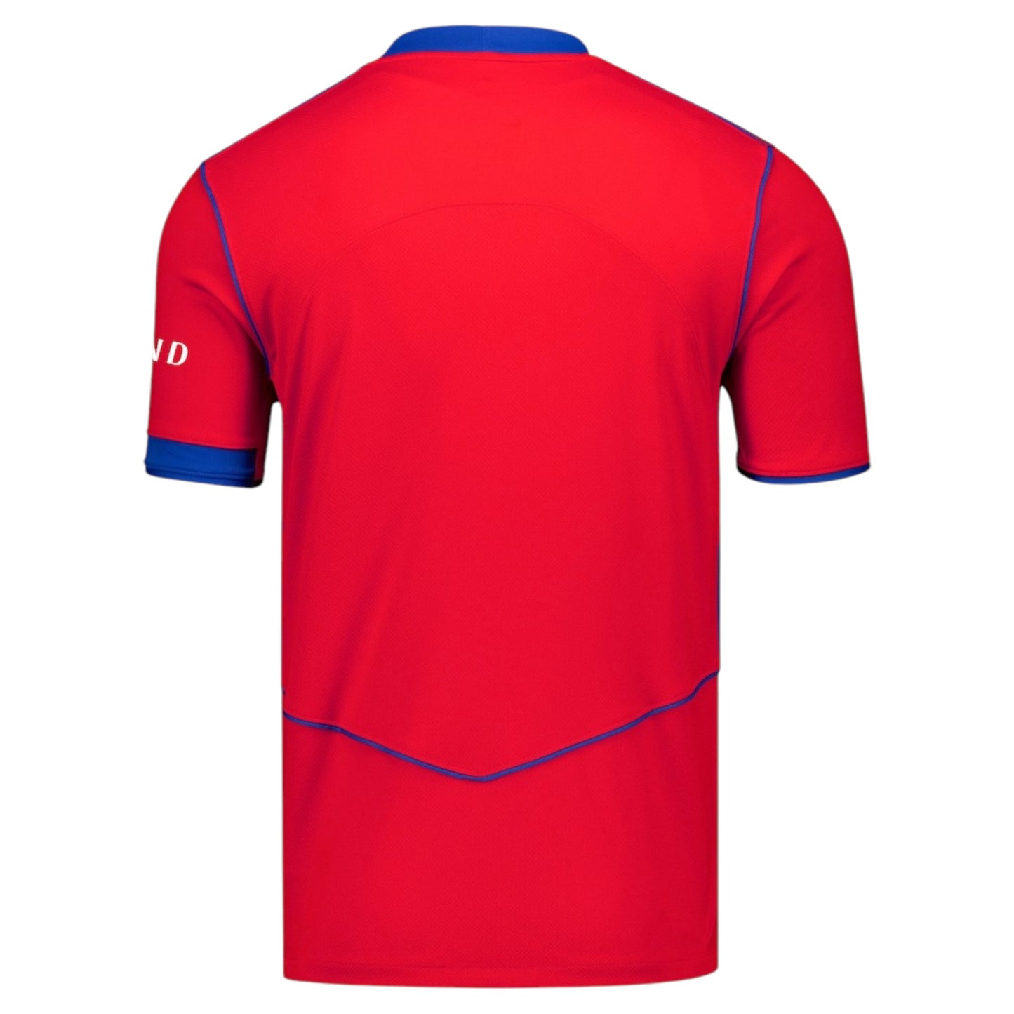 GOATkitz red PSG 2025-26 adult third jersey with blue trim and collar. Customizable fan version.