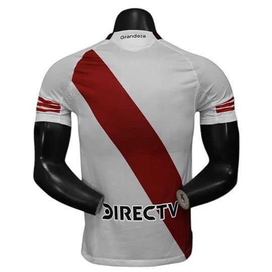 GOATkitz River Plate 2025-26 player version white and red soccer jersey with custom name and number option.