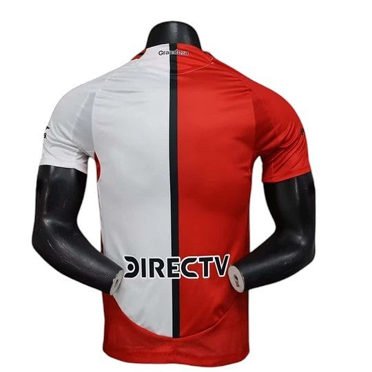 GOATkitz River Plate 2025-26 Player Version Fourth Jersey, red and white with black stripe, customizable name and number.