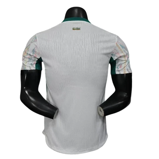 GOATkitz Senegal 2026 player version home jersey, white with green collar and patterned sleeves. Customizable.