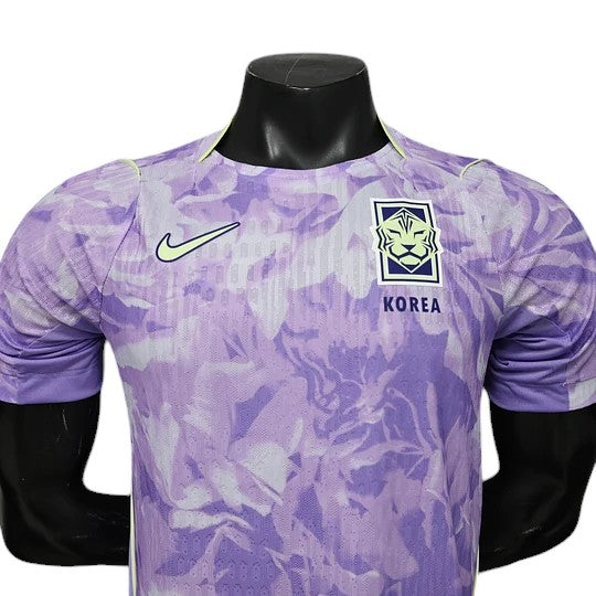 GOATkitz South Korea 2026 player version away jersey in purple with a floral pattern and Nike logo.