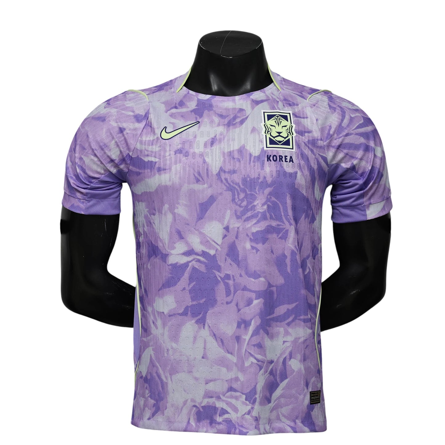 GOATkitz South Korea 2026 Player Version Away Jersey in purple with a floral pattern. Features Nike logo and Korea text.