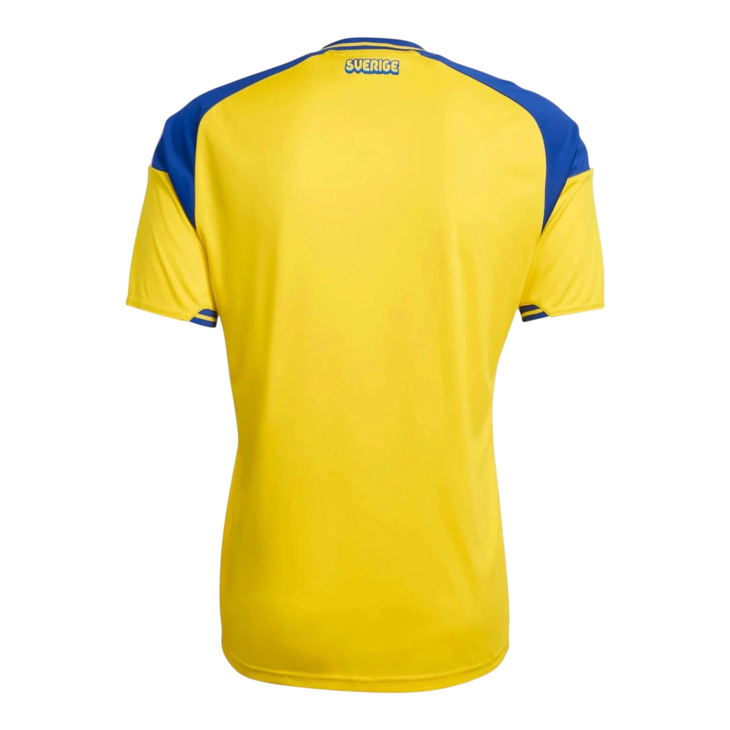 GOATkitz Sweden 2026 Adult Home Jersey, yellow with blue accents on shoulders and sleeves. Features "Sverige" text on the back collar.