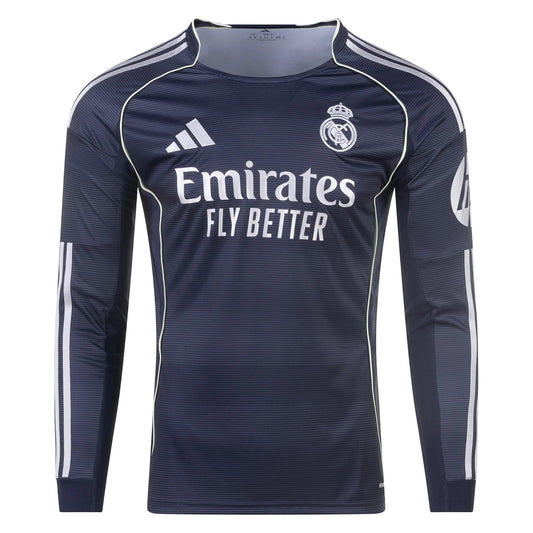 Real Madrid 2025-26 Adult Away Long Sleeve Jersey – Size S–XXL – Custom Name & Number, Select Badges