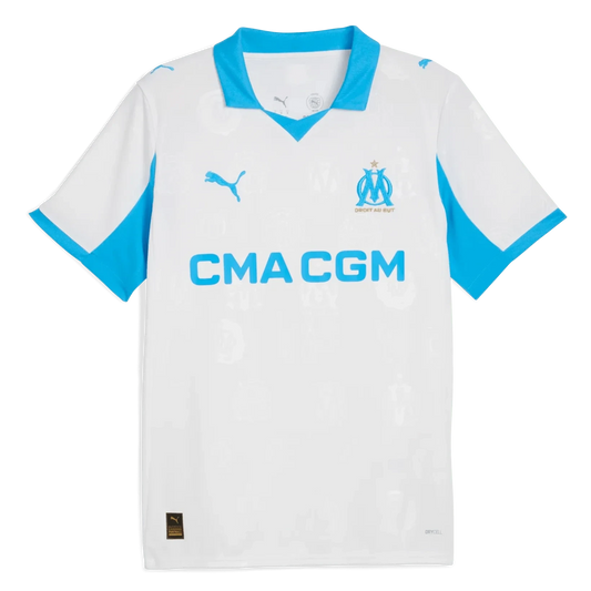 Olympique de Marseille 2025-26 Adult Home Jersey – Size S–XXL – Custom Name & Number, Select Badges